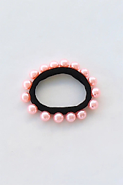 Pembe Renk İnci Detaylı Lastik Toka