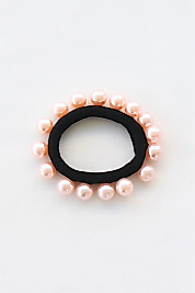 Açık Pembe Renk İnci Detaylı Lastik Toka